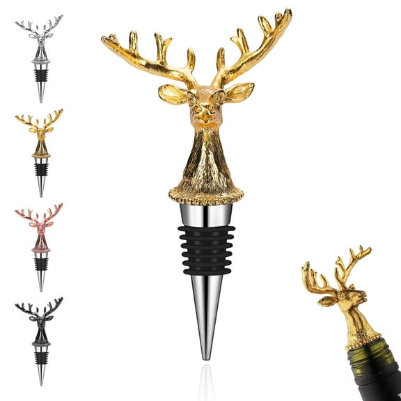 ReaNea Zinc Alloy Wine Stopper Deer Head Design Beverage Bottle Stoppers