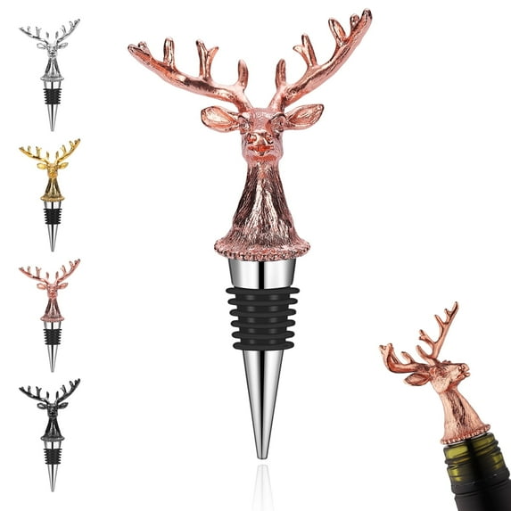 ReaNea Zinc Alloy Wine Stopper Deer Head Design Beverage Bottle Stoppers