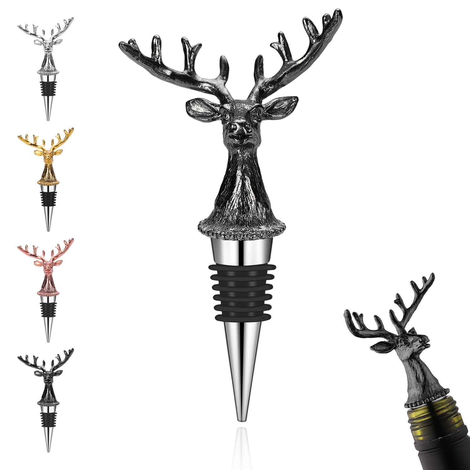 ReaNea Zinc Alloy Wine Stopper Deer Head Design Beverage Bottle Stoppers - Walmart.com