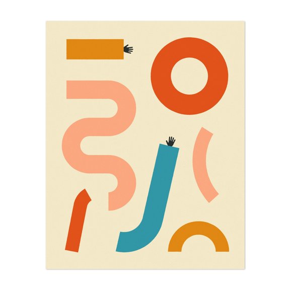 Reach (2) - Screen Print Abstract Geometric Modern Art Minimalist Mid-Century Modern Pattern Art Deco Unframed Wall Art Print 9 x 12 inches