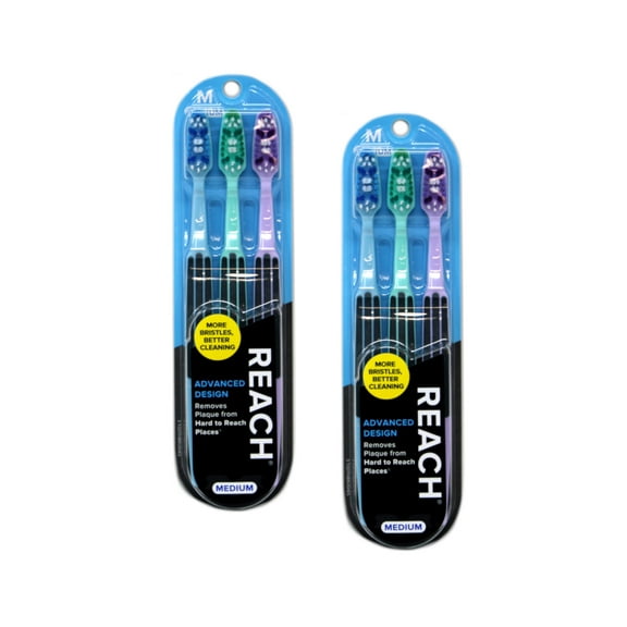 Reach Advanced Design Toothbrushes Medium, 3 Count - Pack of 2