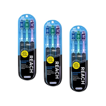 Reach Advanced Design Toothbrushes Medium, 3 Count - Pack of 3