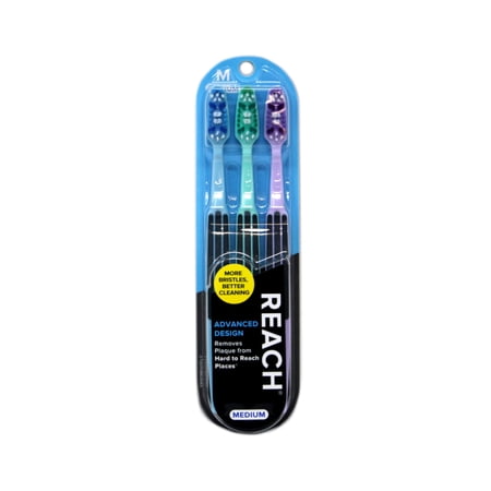 Reach Advanced Design Toothbrushes Medium, 3 Count