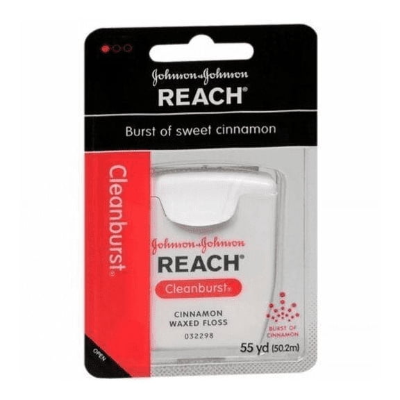 Reach Cleanburst Waxed Floss, Cinnamon Flavor Dental Floss, 55 yd