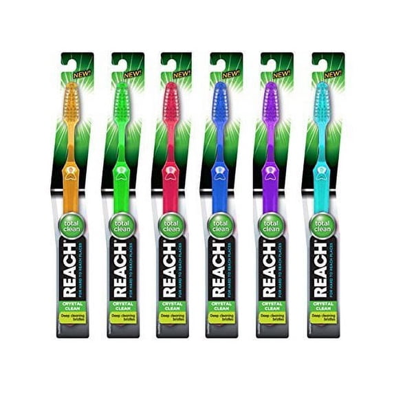 Reach Crystal Clean Firm Adult Toothbrush, 1 Each, Colors May Vary, 6 Piece