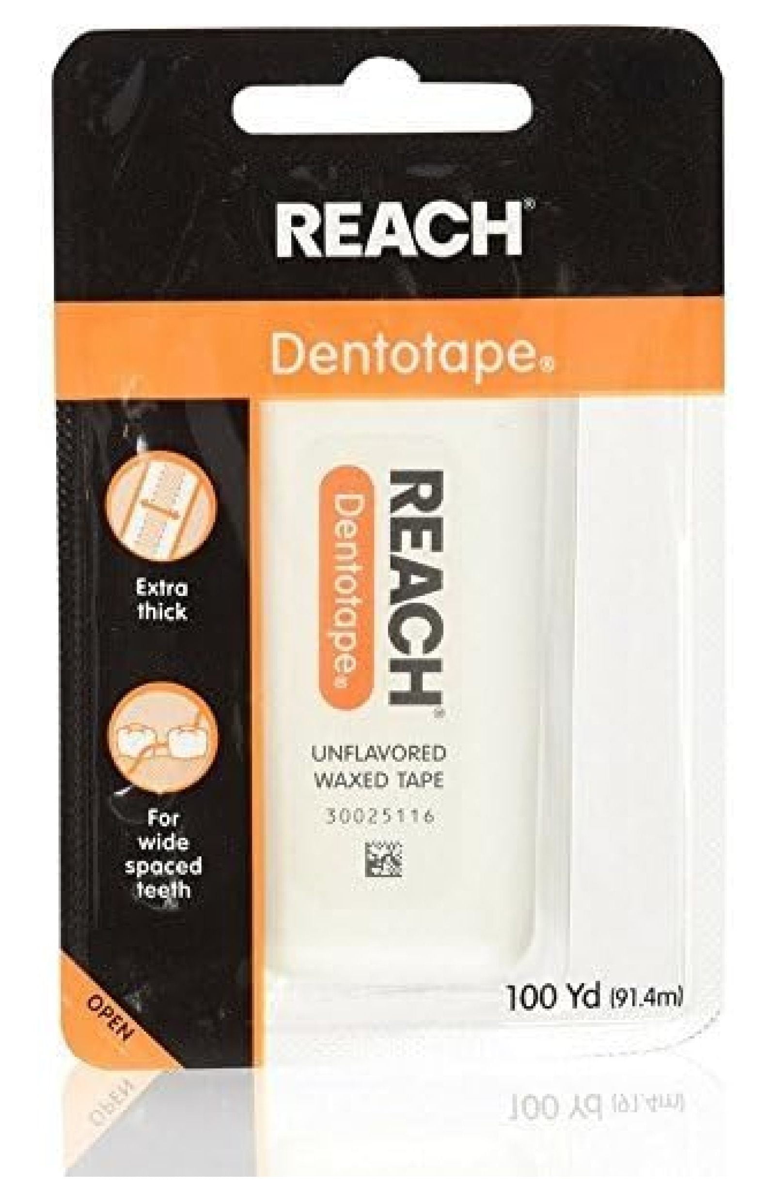 Reach Dentotape Waxed Dental Floss with Extra Wide Cleaning Surface for