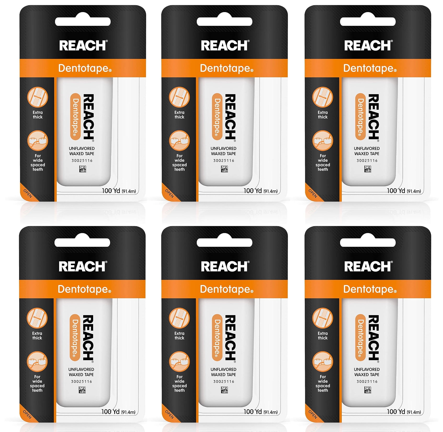 Reach Dentotape Waxed Dental Floss, Extra Wide Cleaning Surface, 100