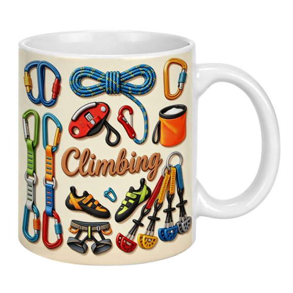 Reach New Heights, Personalized Coffee Mug, Gift For Rock Climbing Lovers, Rock Climbing Essentials Cup, Custom Coffee Mug Customized Hobby Tea Cup Drinkware - Color E