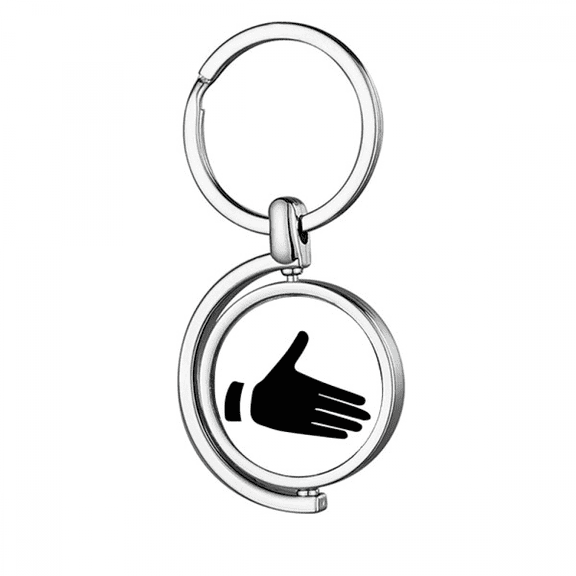 Reach Out Gesture Outline Pattern Rotating Keychain Metal Keyring Holder