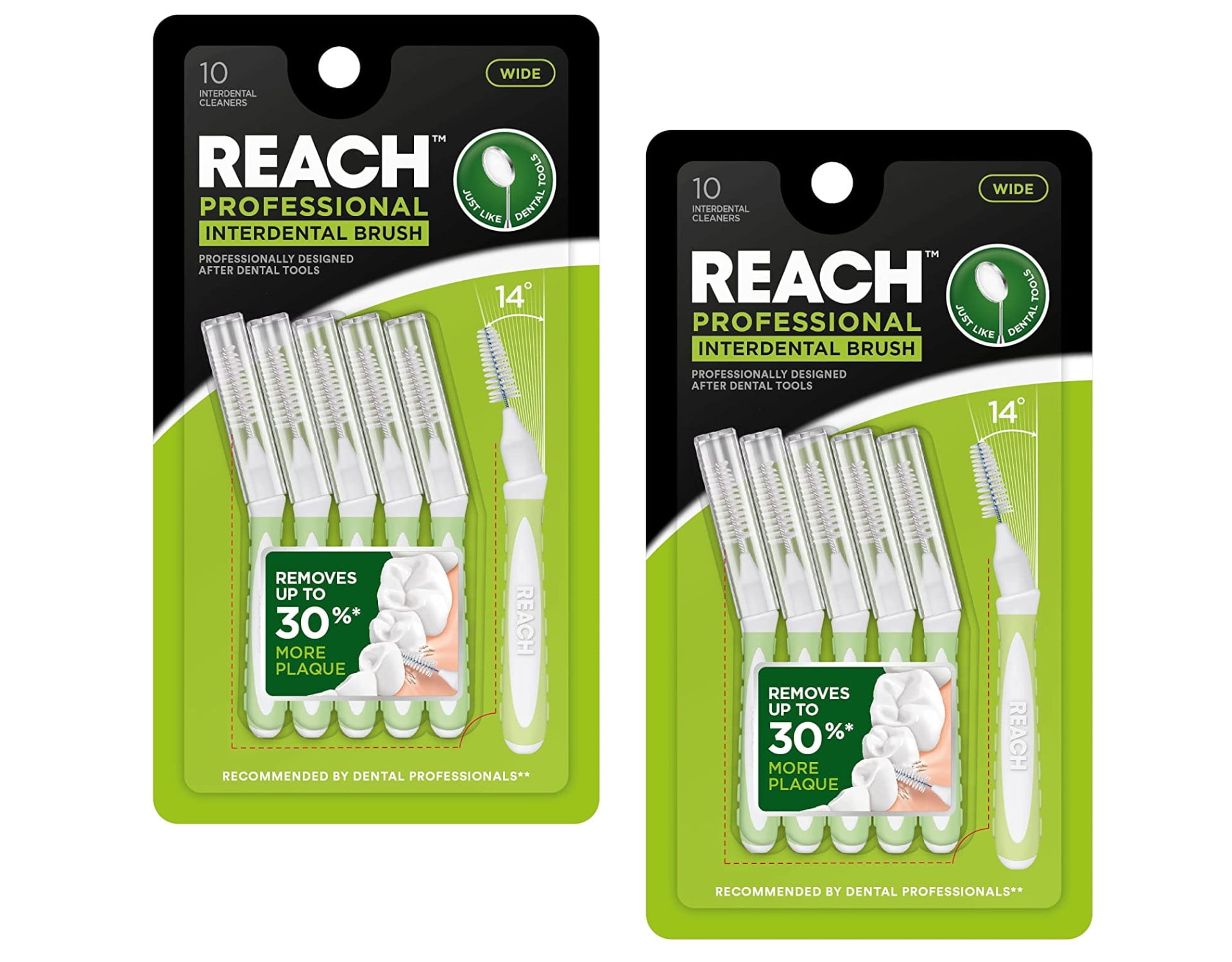 Reach Professional Interdental Brushes, Wide, 10 Count Pack of 2