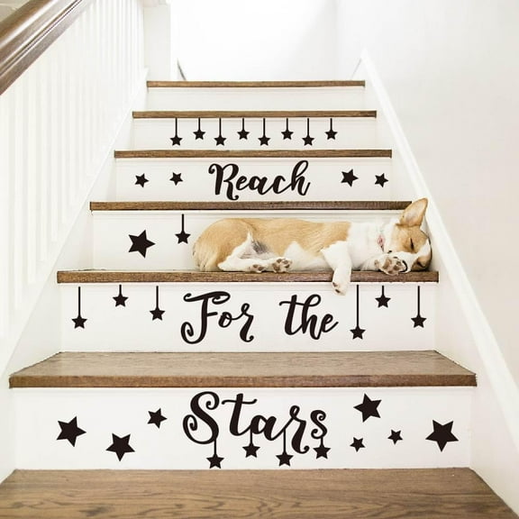 Reach for The Stars Quote Wall Stickers Vinyl Wall Art Decal Inspirational Quote Teen Decor Sticker for Home School Office Kids Room Bedroom Nursery Decor for DIY