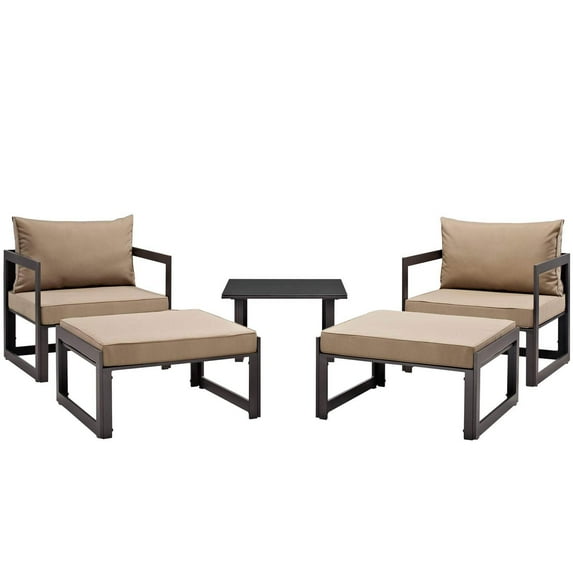 Modway Fortuna 5 Piece Outdoor Patio Sectional Sofa Set