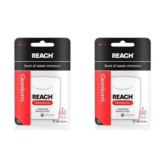 Reach Waxed Dental Floss Cinnamon Clean Burst 55 Yards, 1 Ea, 2 Pack