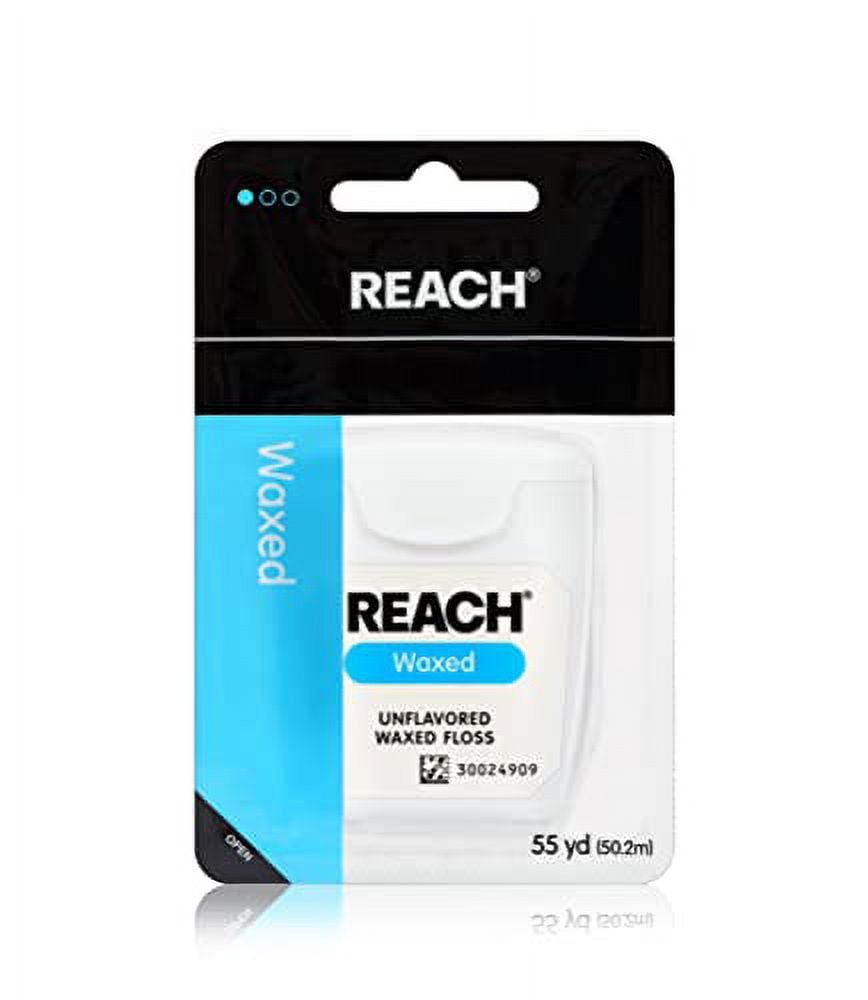 REACH Waxed Dental Floss, Unflavored, Plaque Remover, Shred Resistant