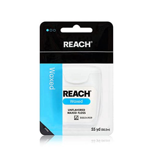 REACH Waxed Dental Floss, Unflavored, Plaque Remover, Shred Resistant