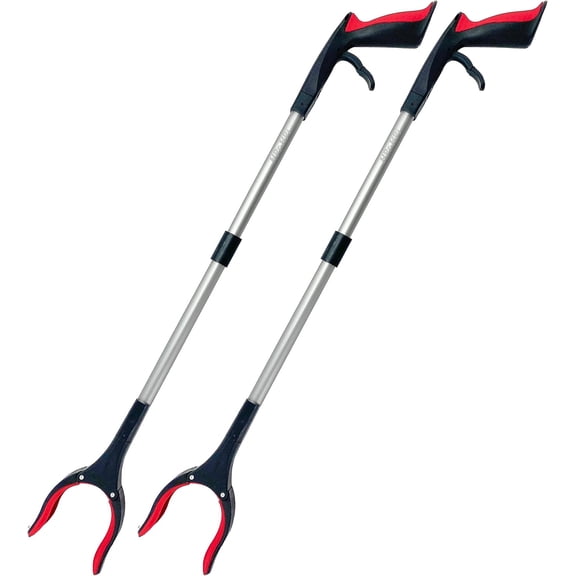 Reacher Grabber Tool 32 Inch 2-Pack, Foldable Trash Picker Grabber, Trash Gripper, Garden Nabber, Litter Picker, Extended Grabber(Red/Red)