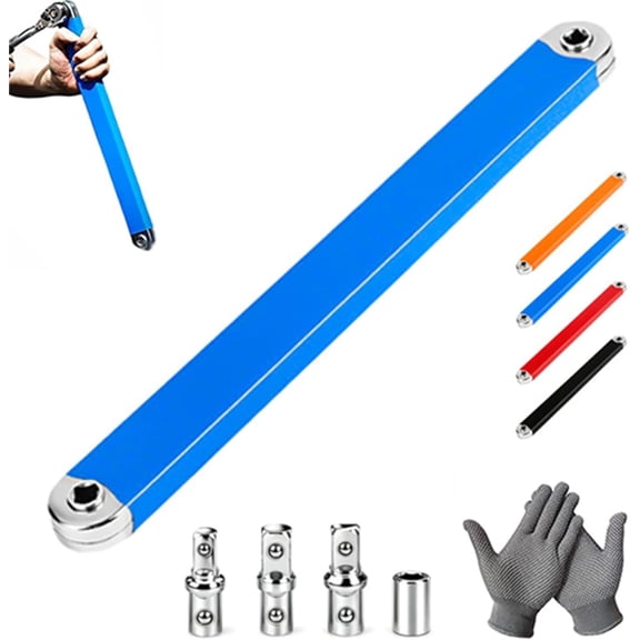 Reaches The Bolt Nothing Else Can, Universal Socket Adapter for Tight Spaces, 0.8" Ultra-Thin Profile, 4 Adapters 1/4" 3/8" 1/2" Drive, for Automotive Tight Space Repai (Blue)