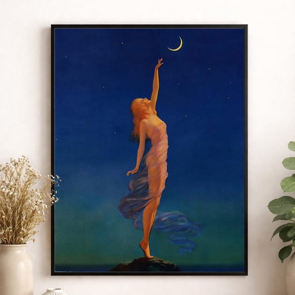 Reaching For Moon Art Deco Decor Wall Art