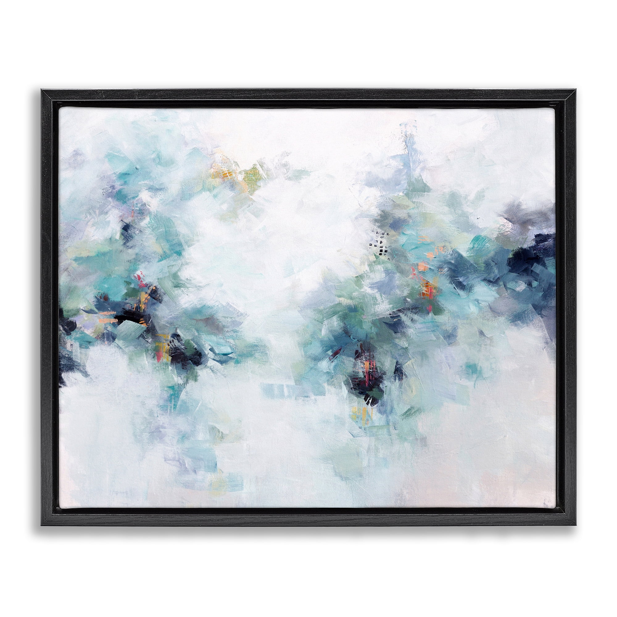 Reaching Out Abstraction Black Framed Floater Canvas Wall Art, design by Karen Hale