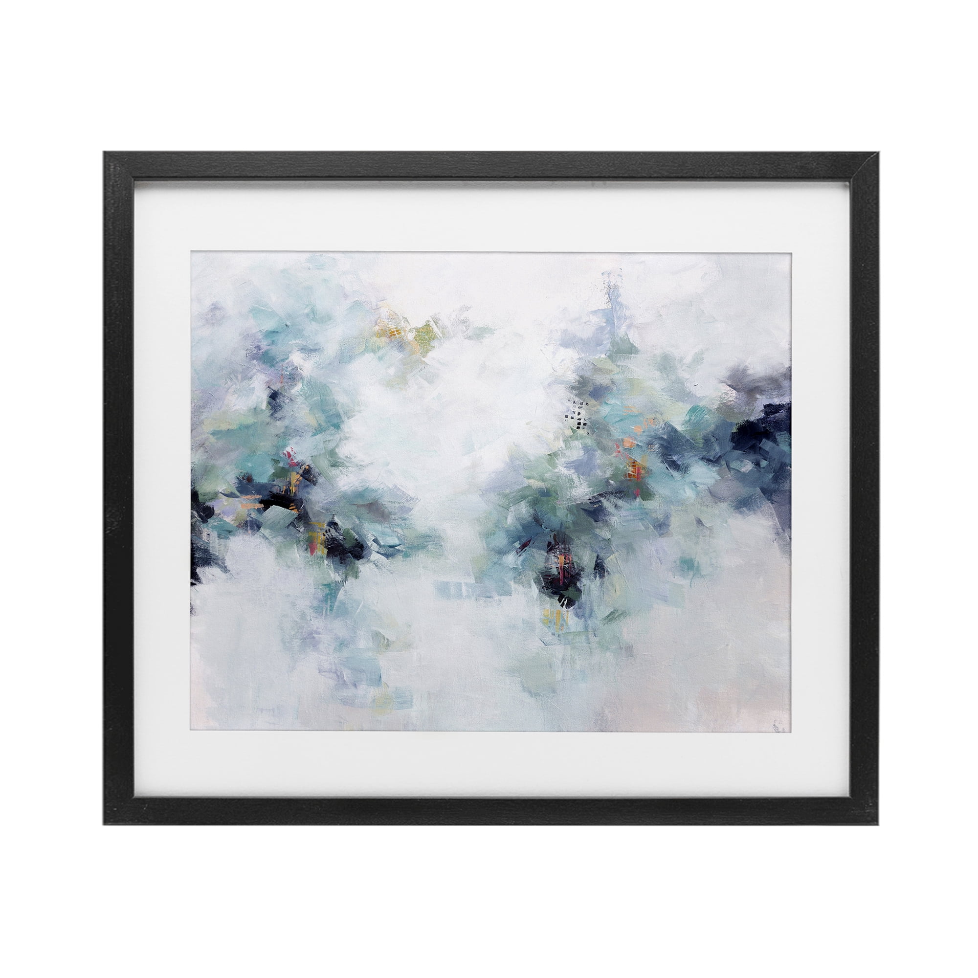 Reaching Out Abstraction Black Framed Print Under Glass, design by Karen Hale