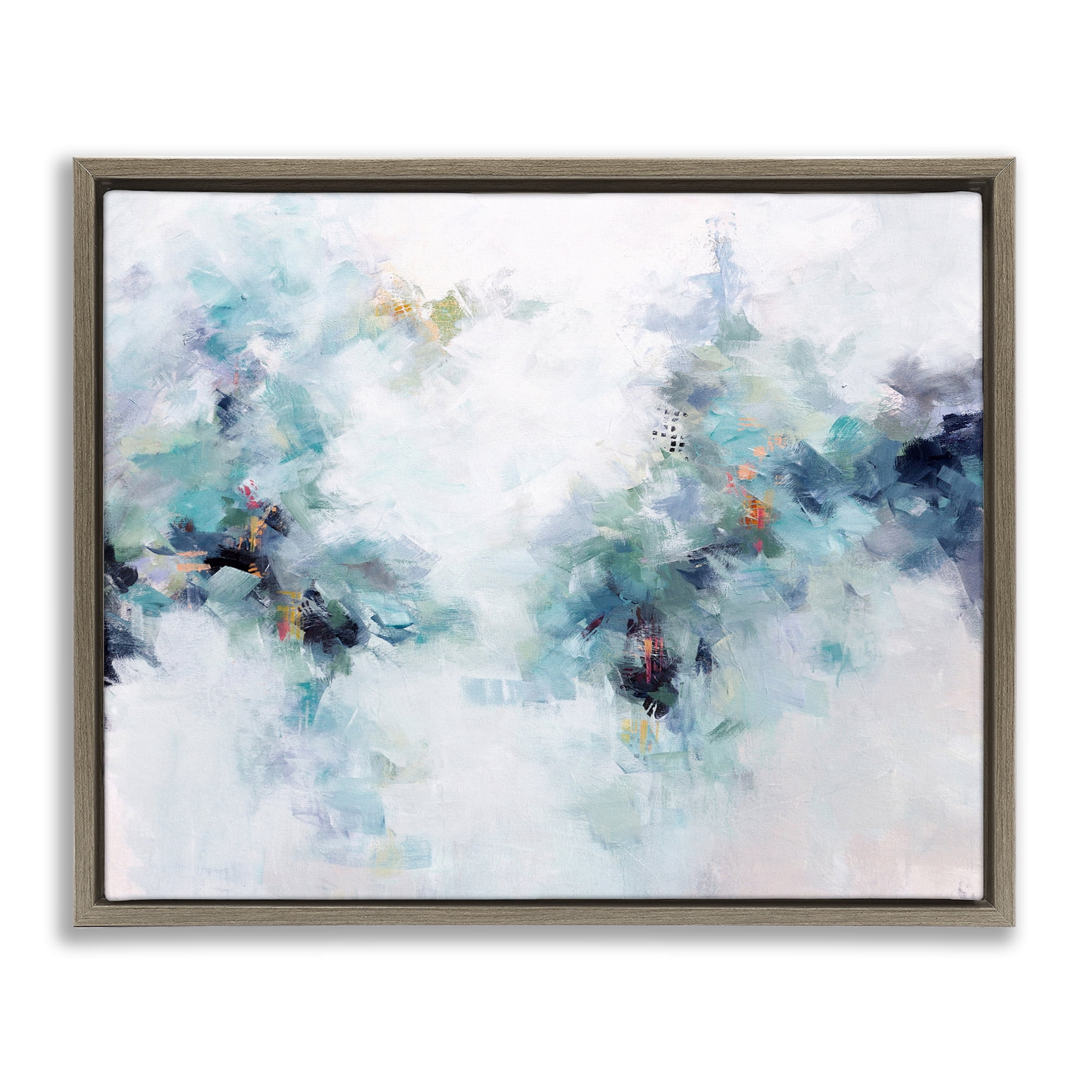 Reaching Out Abstraction Brown Framed Floater Canvas Wall Art, design by Karen Hale