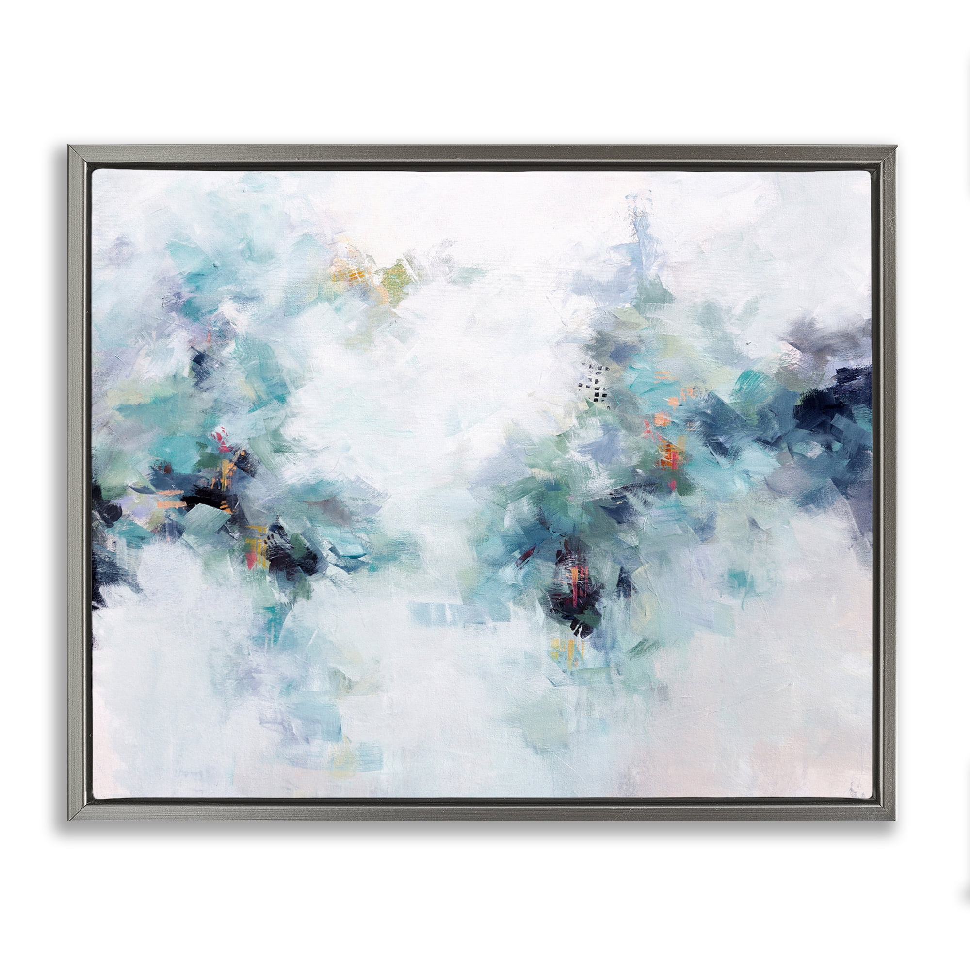 Reaching Out Abstraction Gray Framed Floater Canvas Wall Art, design by Karen Hale