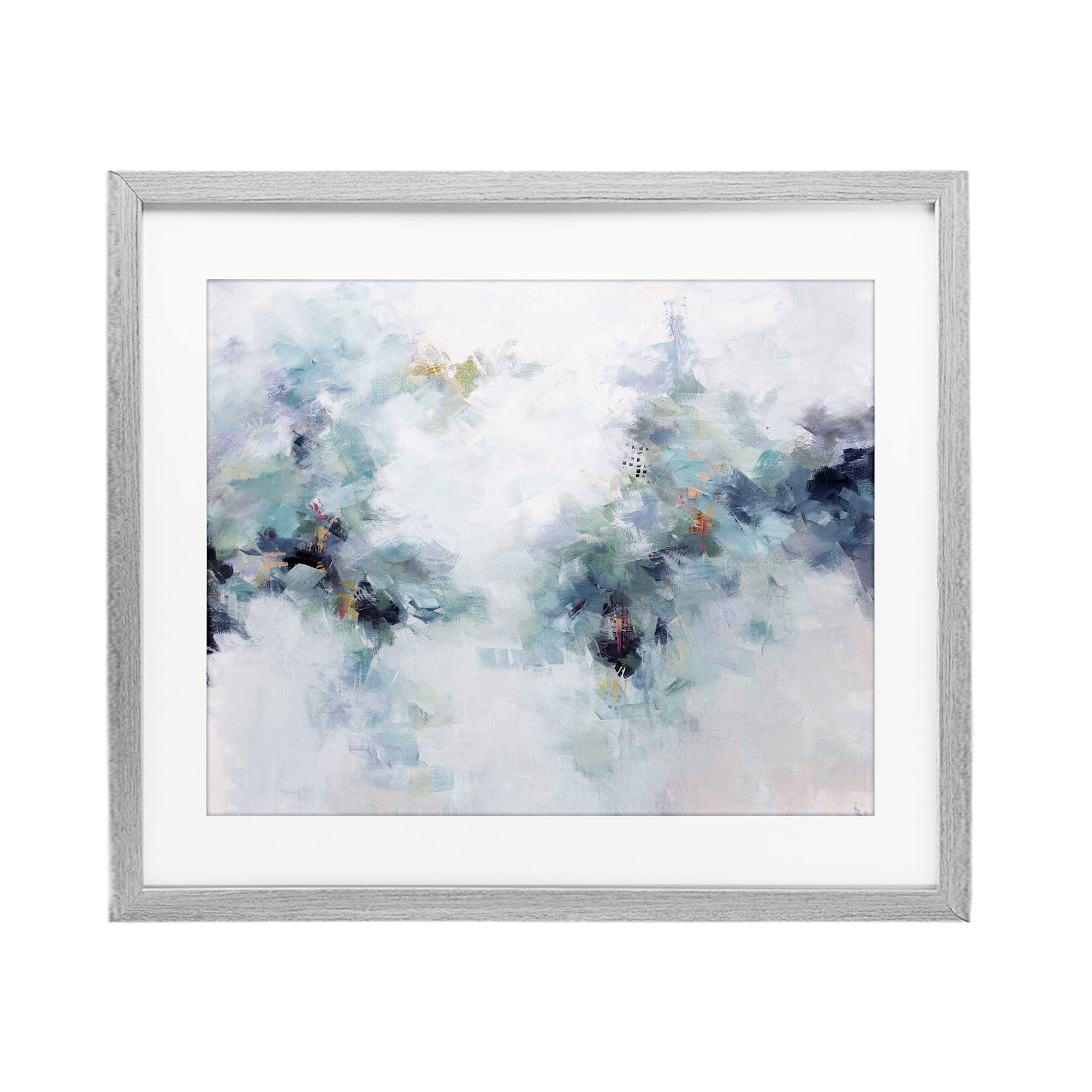 Reaching Out Abstraction Gray Framed Print Under Glass, design by Karen Hale