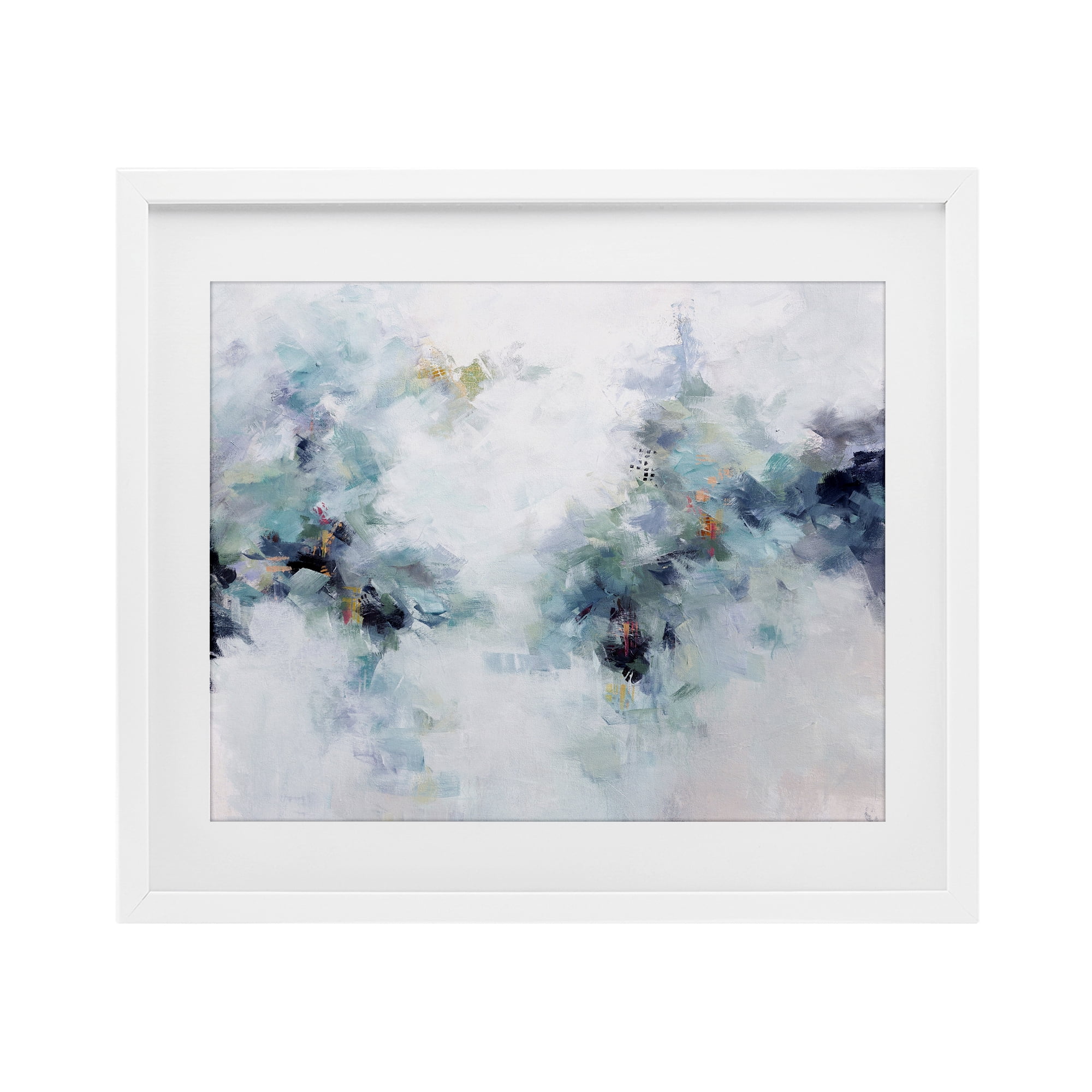 Reaching Out Abstraction White Framed Print Under Glass, design by Karen Hale