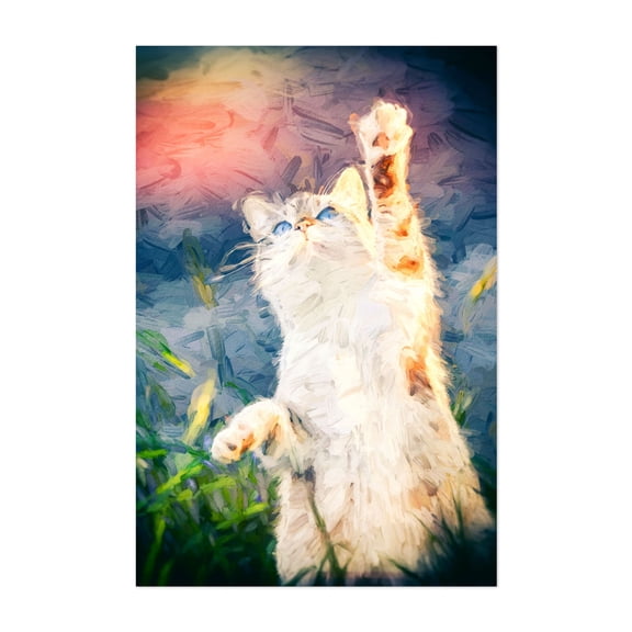 Reaching for the Sun - Photography Cat Modern Art Surrealism Floral Fantasy Nature Pastel Unframed Wall Art Print 16 x 24 inches