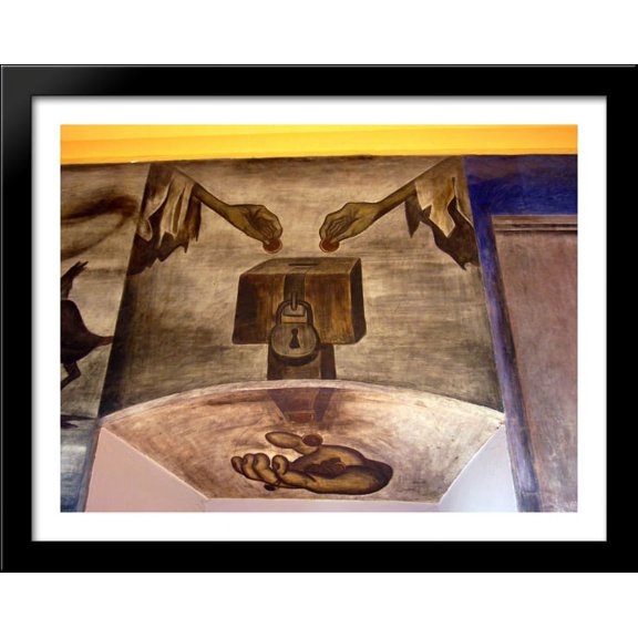 Reaching out 36x28 Large Black Wood Framed Print Art by Jose Clemente Orozco