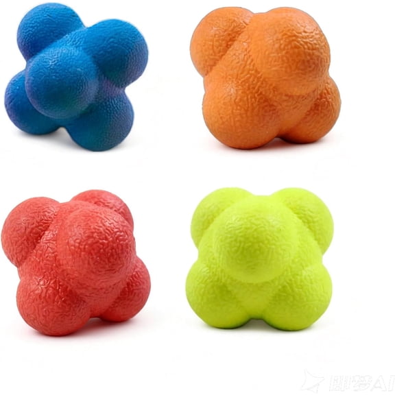 Reaction Balls 4 Pack, 2.8 Inch - Baseball Handball Reflex Training Equipment, Hand-Eye Coordination, Speed Reflex Trainer for Agility Games and Garden Family Gatherings