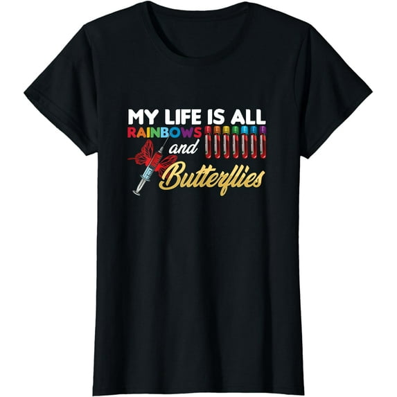 Reaction Glass Butterfly Rainbow Phlebotomy Laboratory T-Shirt