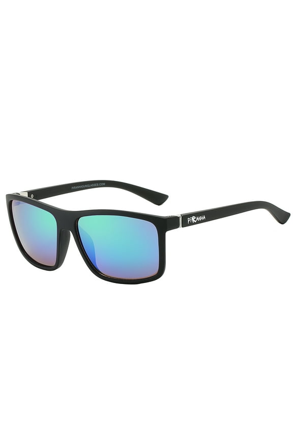 Eyewear Reaction II Black Classic Sunglasses for Men and Women with Blue Mirror Lens