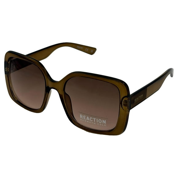 Reaction Frosted Plastic Gradient Lens Women's Square Sunglasses, Frosted Brown