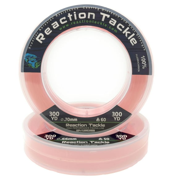 Reaction Tackle 100% Pure Fluorocarbon Fising Line - Leader Line / Pink / 80LB 50 Yd
