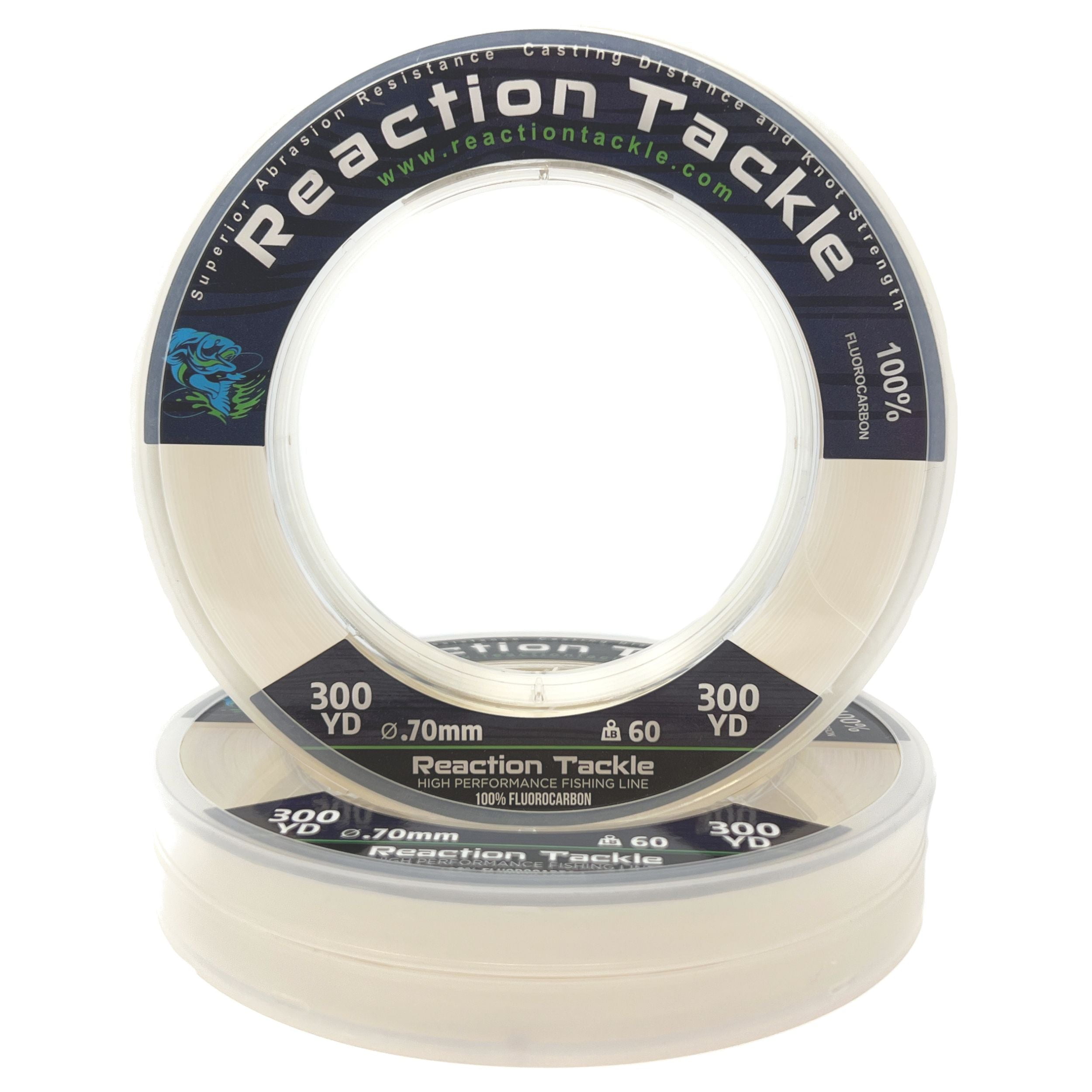 Reaction Tackle 100% Pure Fluorocarbon Fising Line - Leader Line / Clear / 50LB 50 Yd