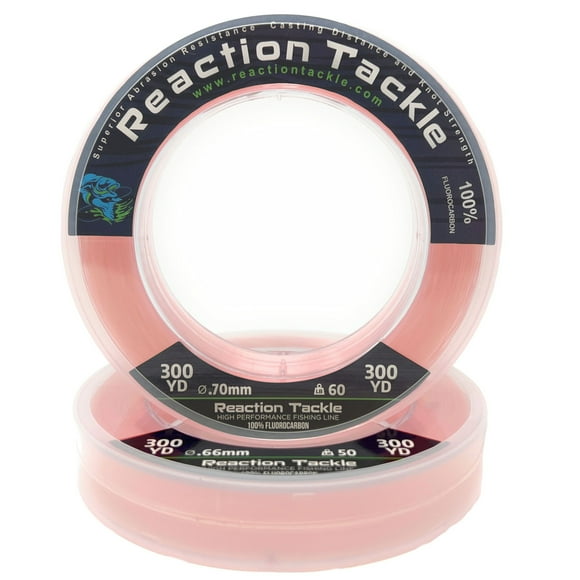 Reaction Tackle 100% Pure Fluorocarbon Fising Line - Leader Line / Pink / 50LB 125 Yd