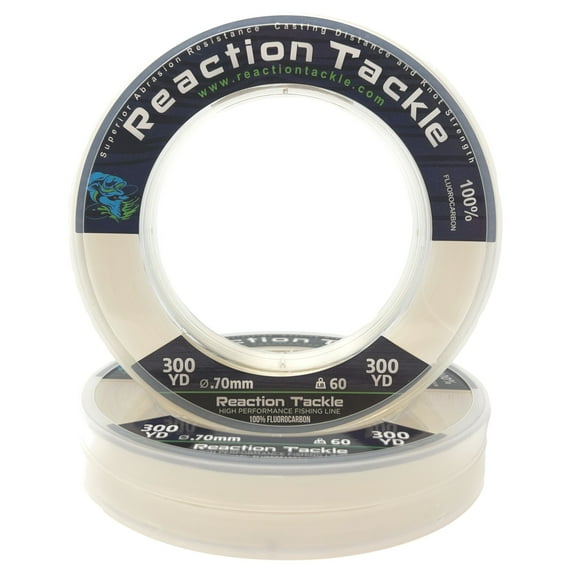 Reaction Tackle 100% Pure Fluorocarbon Fising Line - Leader Line / Clear / 40LB 50 Yds