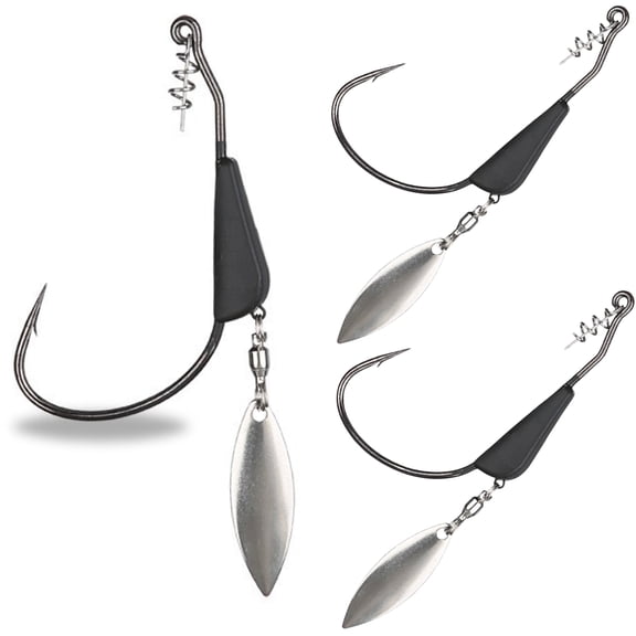 Reaction Tackle Bladed Swimbait Hooks - Bass Fishing Hook with Underspin 3/8-5/0
