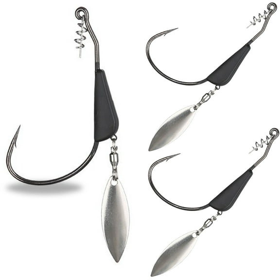 Reaction Tackle Bladed Swimbait Hooks - Bass Fishing Hook with Underspin 3/8-7/0