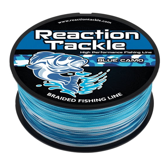 Reaction Tackle Braided Fishing Line - Pro Grade PE Braid, Super Strong, Abrasion-Resistant, Zero Stretch for Freshwater & Saltwater - Blue Camo - 6LB / 1000yd