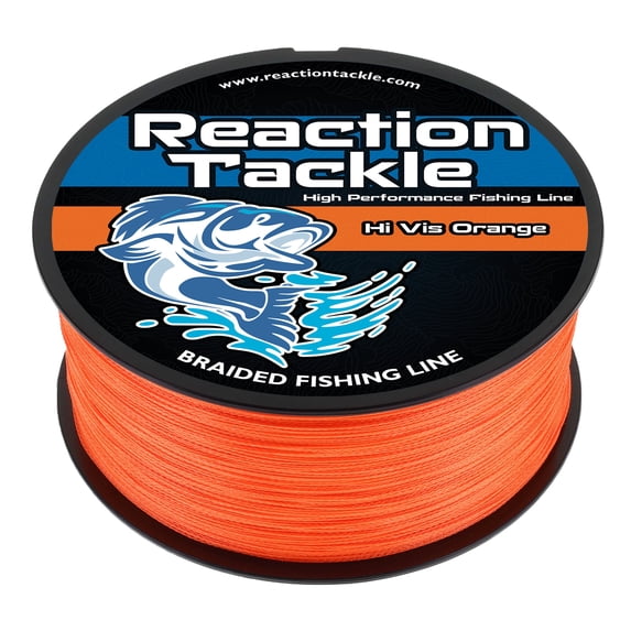 Reaction Tackle Braided Fishing Line - Pro Grade PE Braid, Super Strong, Abrasion-Resistant, Zero Stretch for Freshwater & Saltwater - Hi Vis Orange - 25LB / 1000yd
