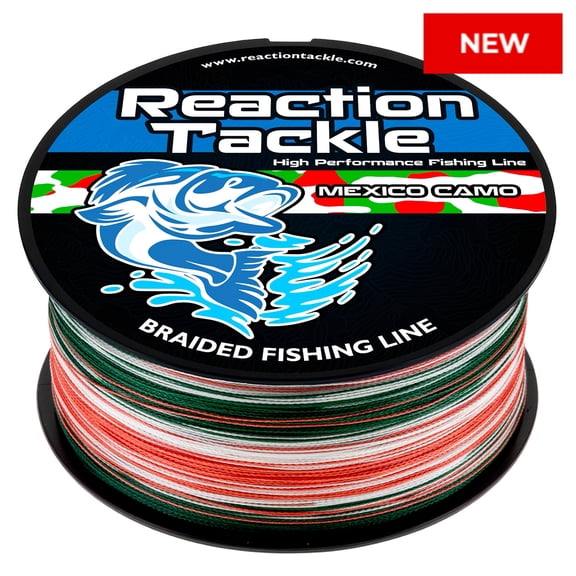Reaction Tackle Braided Fishing Line – Pro Grade PE Braid, Super Strong, Abrasion-Resistant, Zero Stretch for Freshwater & Saltwater - Mexico Camo 100LB 300yd