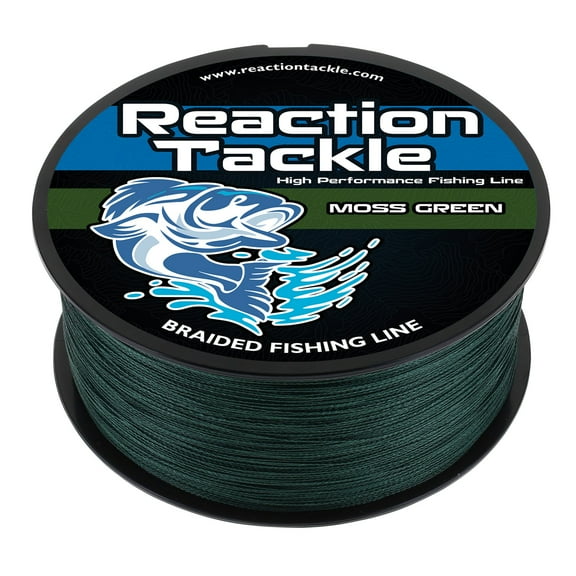 Reaction Tackle Braided Fishing Line - Pro Grade PE Braid, Super Strong, Abrasion-Resistant, Zero Stretch for Freshwater & Saltwater - Moss Green - 6LB / 150yd