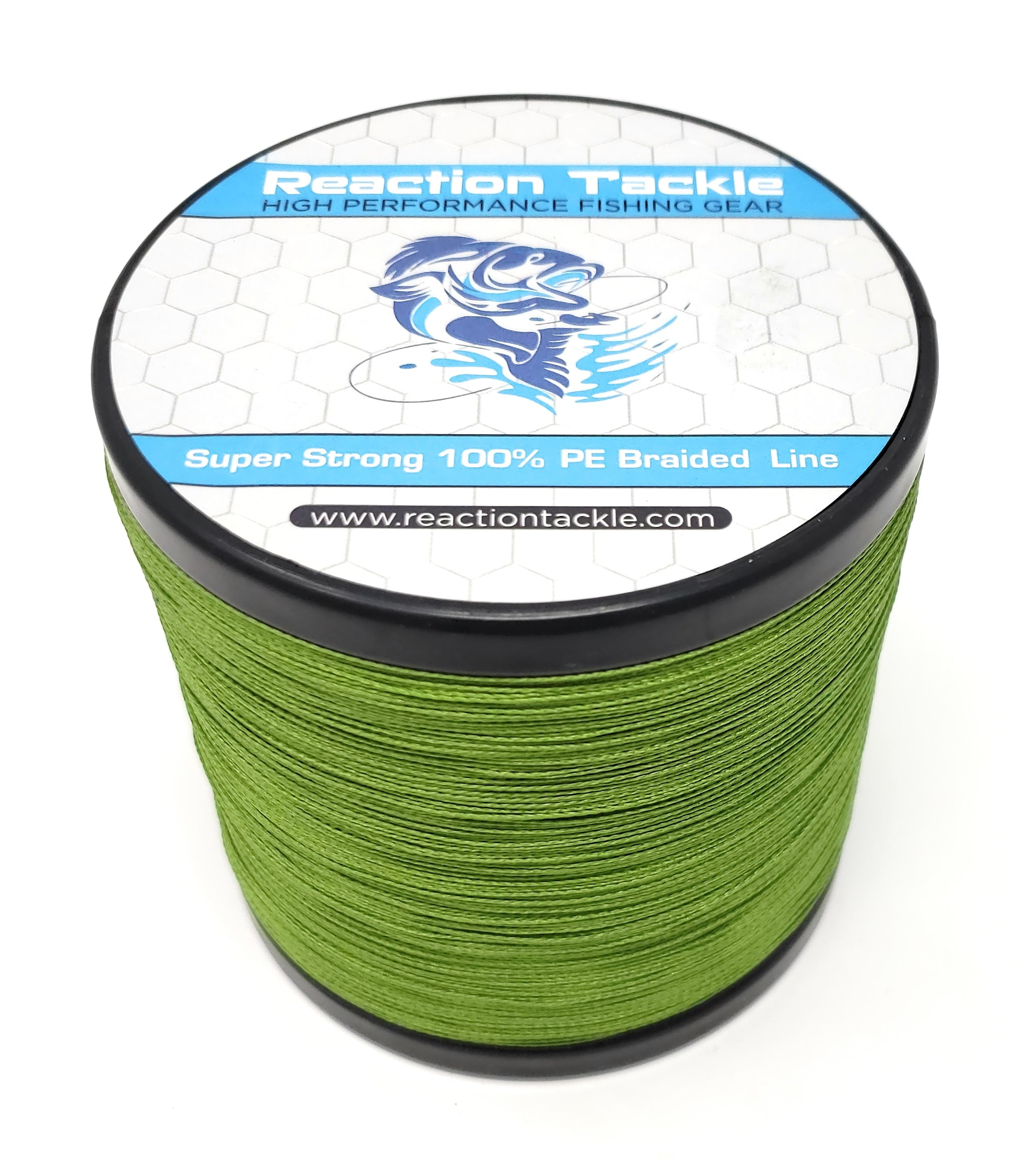 Reaction Tackle Braided Fishing Line- NEW NO FADE Low-Vis Green 