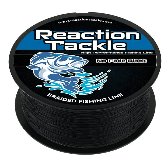Reaction Tackle Braided Fishing Line – Never Fade, Ultra Strong PE Braid, Abrasion-Resistant, Zero Stretch for Freshwater & Saltwater - NO FADE Black - 50LB / 300yd