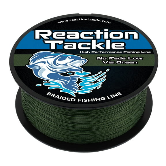 Reaction Tackle Braided Fishing Line – Never Fade, Ultra Strong PE Braid, Abrasion-Resistant, Zero Stretch for Freshwater & Saltwater - NO FADE Low Vis Green - 30LB / 300yd