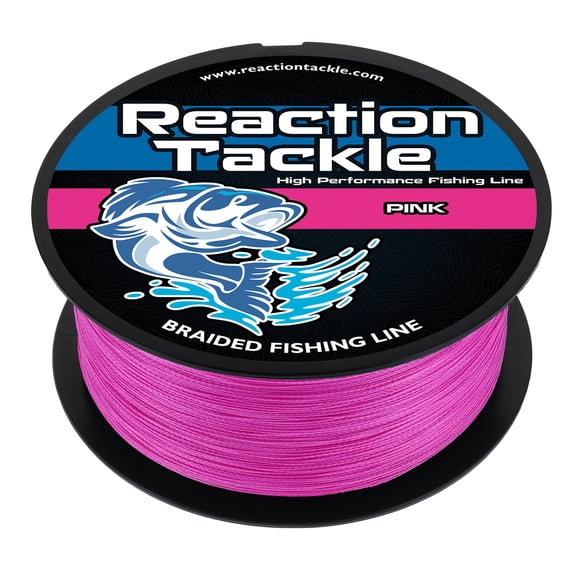 Reaction Tackle Braided Fishing Line - Pro Grade PE Braid, Super Strong, Abrasion-Resistant, Zero Stretch for Freshwater & Saltwater - Pink - 100LB / 1000yd