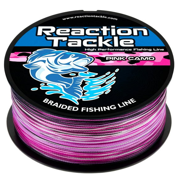 Reaction Tackle Braided Fishing Line Pink Camo 6LB 150yd