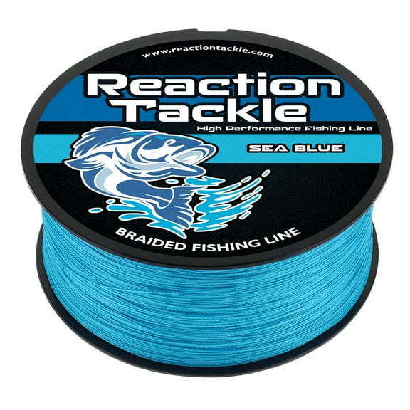 Reaction Tackle Braided Fishing Line – Pro Grade PE Braid, Super Strong, Abrasion-Resistant, Zero Stretch for Freshwater & Saltwater - Sea Blue - 50LB / 500yd